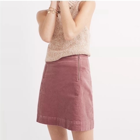 Madewell Dresses & Skirts - Madewell Velveteen A-Line Rose Pink Stretchy  Mini Skirt Size 12